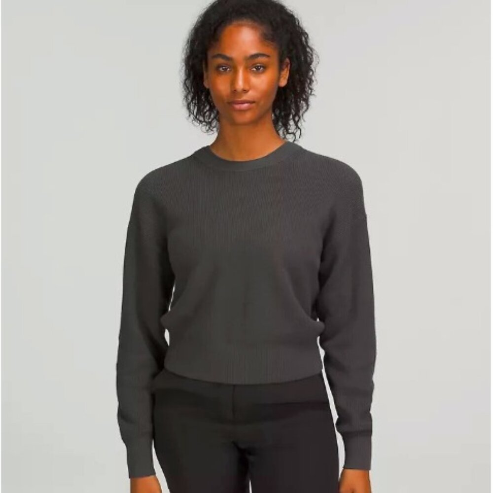 NWOT Waist Length Crewneck Sweater, size 8 - graphite grey